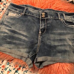 Vanity sequined denim shorts